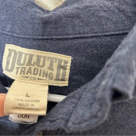 Duluth Trading Co Long Sleeve Blue Button Down Shirt Large - Picture 7 of 7